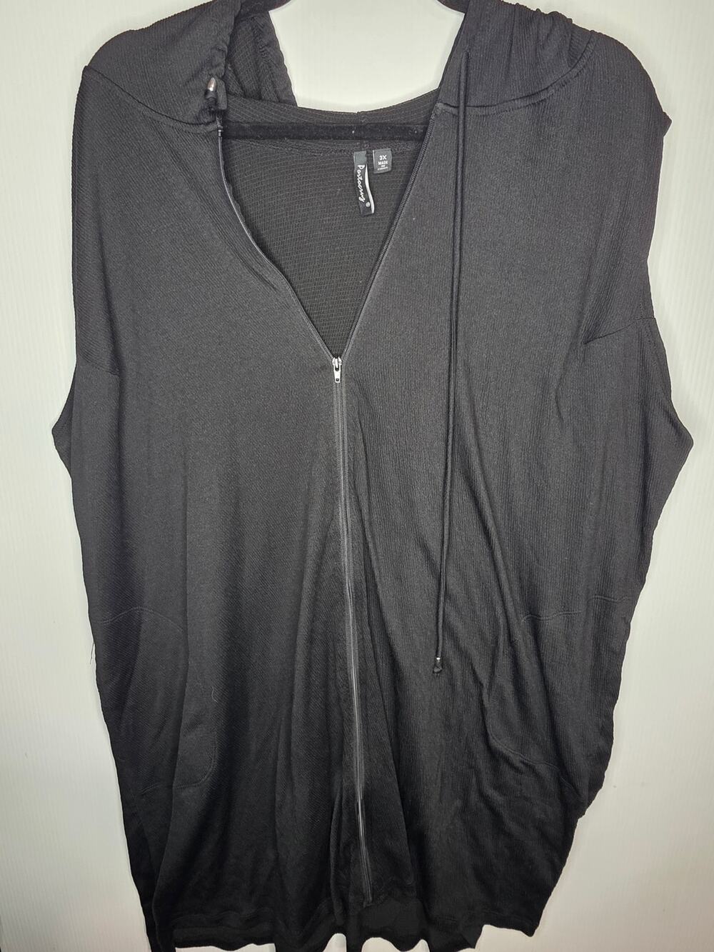 Portocruz Black Sleeveless Hooded Cover-Up Size 3X Beach Swimwear Pool 3X
